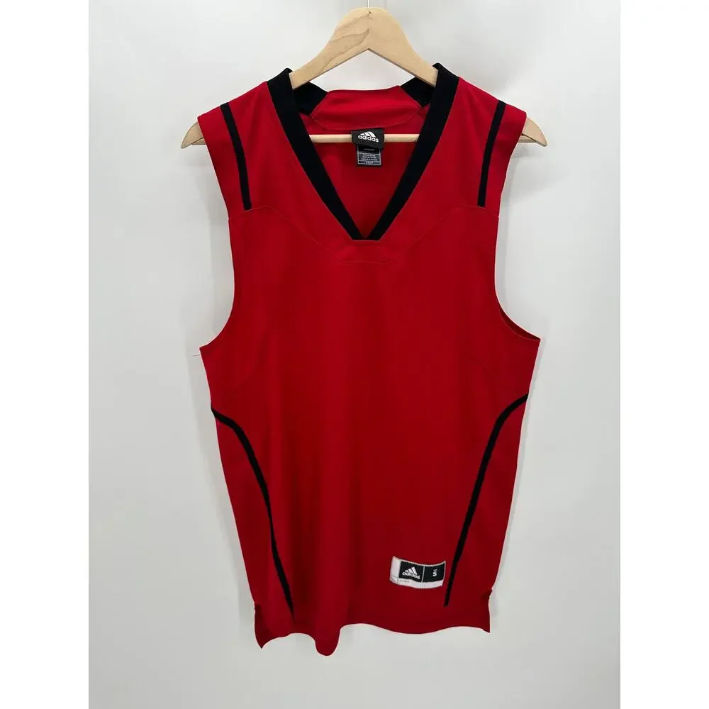 Adidas Red V-Neck Sleeveless Activewear Jersey Tank Top Men's Size Small S